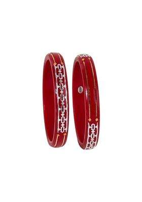 BAPA Sitaram Gold Bapasitaram Jewels 835 Sterling Silver Red Pola Kada for Women