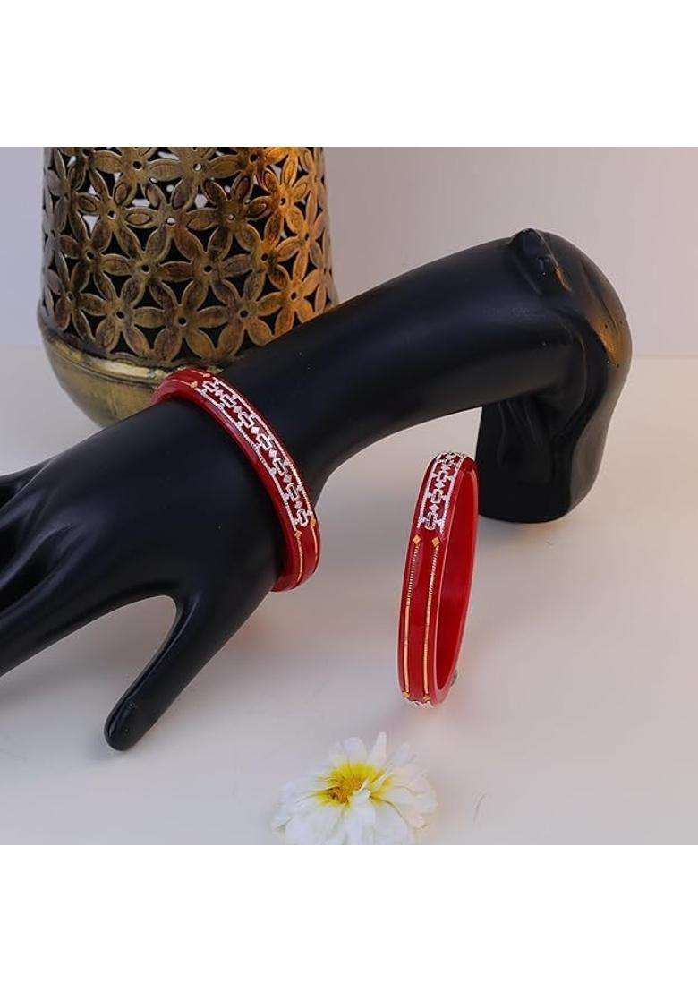 BAPA Sitaram Gold Bapasitaram Jewels 835 Sterling Silver Red Pola Kada for Women - Indya