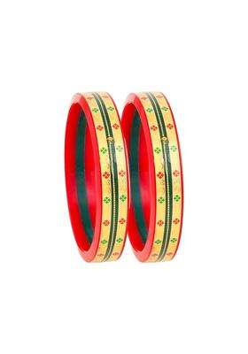 BAPA Sitaram Gold Bapasitaram Jewels 22K Gold Red Green Pola Kada for Women