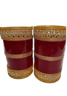 Womens Maroon Bridal Punjabi Choora Set Size 2 Point 2