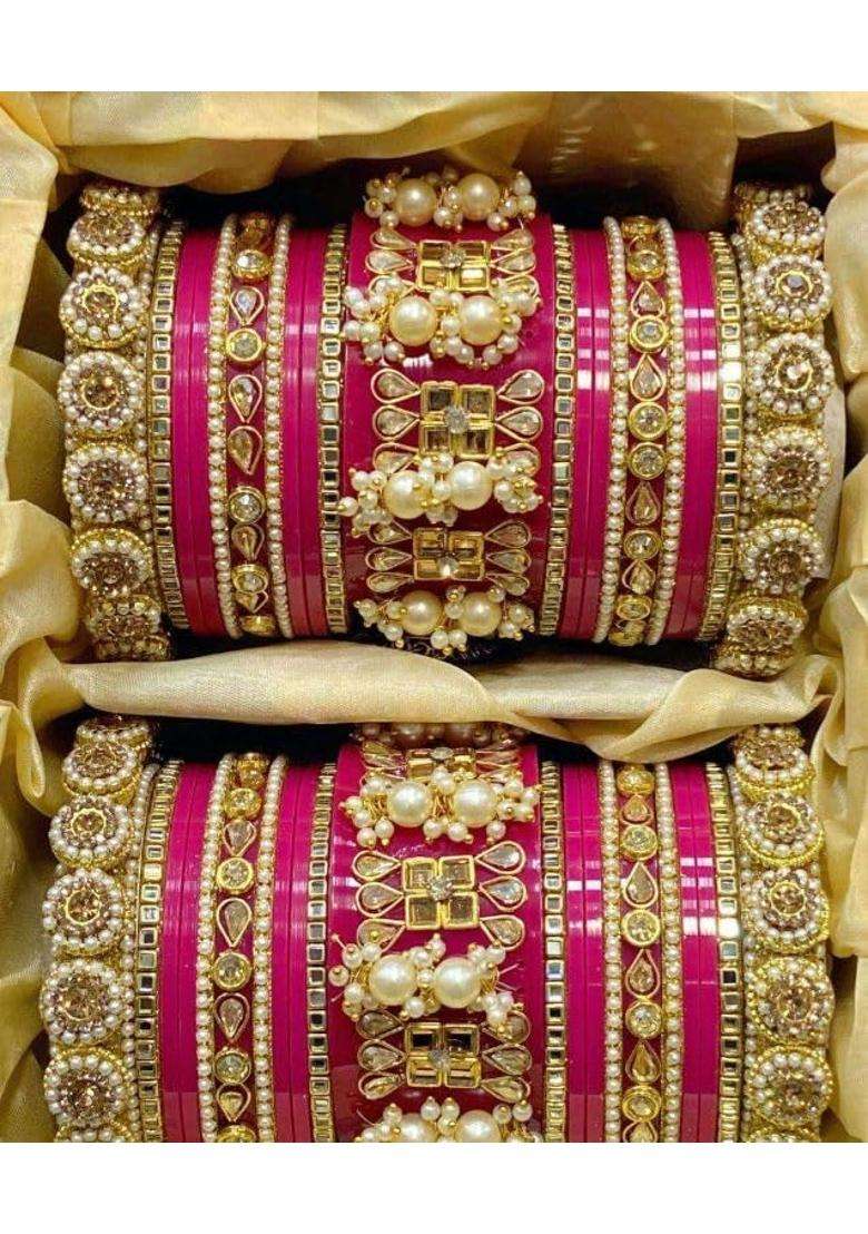 Zewar by Rajni Pink Heavy Bridal Chooda for Bride - Indya