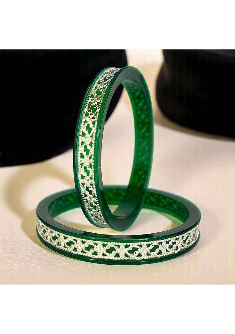 Hem Jewels 925 Pure Silver Pola Bangles for Women with Purity Certificate - Indya
