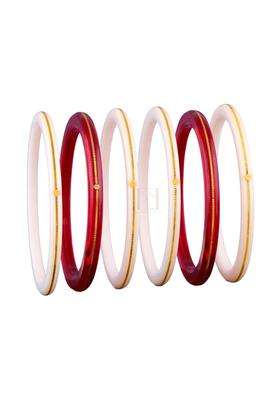 Bapasitaram Jewels Traditional Red and Ivory Bridal Bangles Set with 22K Gold Certified Detailing
