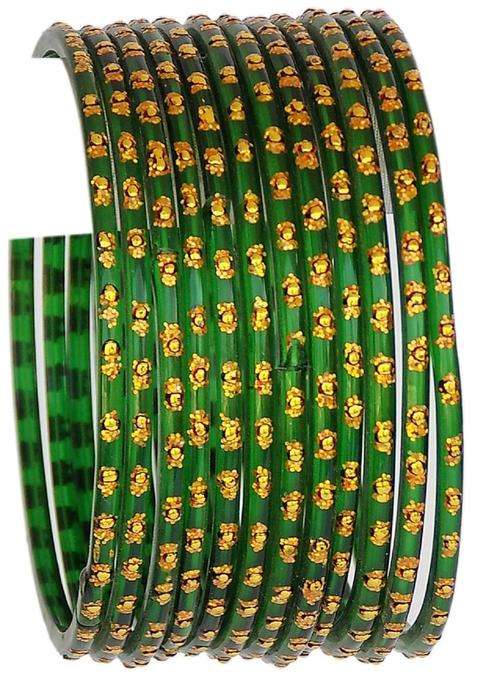 JDZ Collection Green Indian Jewelry Bangles Bangle Bridal Ethnic Dailywear Glass Bangles Set for Women