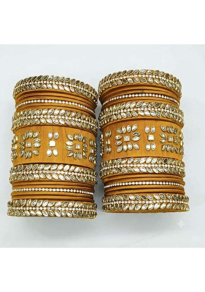 Neha Craft Yellow Plastic Bangle Set for Women and Girls Lightweight Traditional Fashion Bangles - Indya