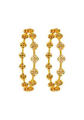 Kushals Fashion Jewellery White Gold Plated 925 Silver Temple Bangles for Women Festive