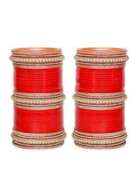 Lucky Jewellery Bridal Bangle Set Dhanteras Diwali Bhai Dooj Collection Red Designer Chura Bridal Punjabi