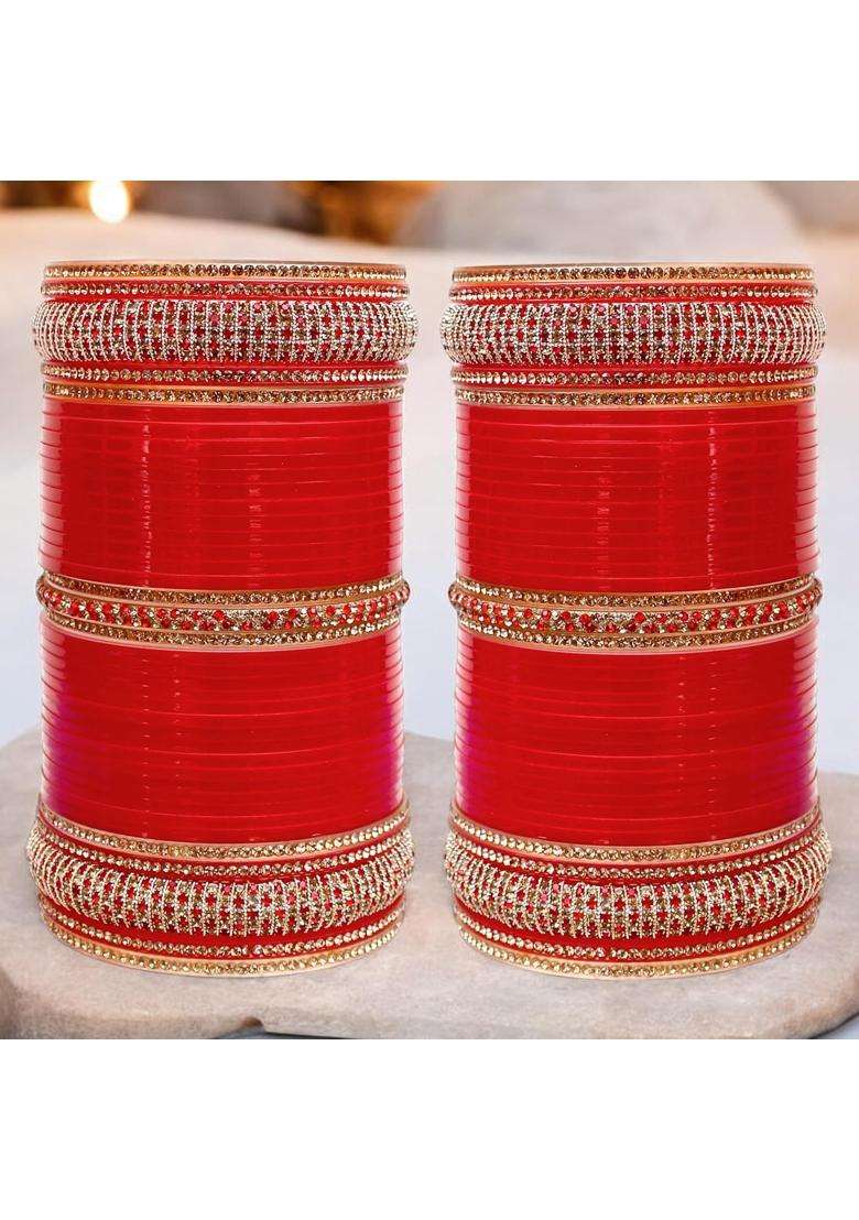 Lucky Jewellery Bridal Bangle Set Dhanteras Diwali Bhai Dooj Collection Designer Dulhan Punjabi Choora Wedding - Indya