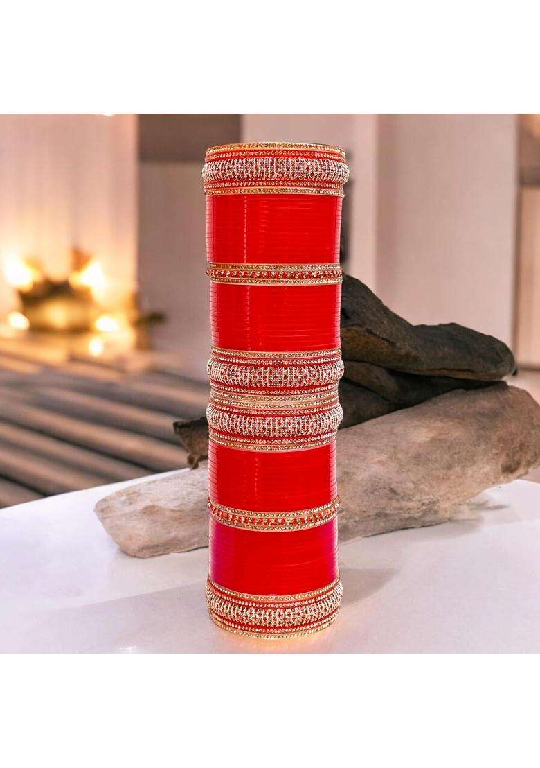 Lucky Jewellery Bridal Bangle Set Dhanteras Diwali Bhai Dooj Collection Designer Dulhan Punjabi Choora Wedding - Indya