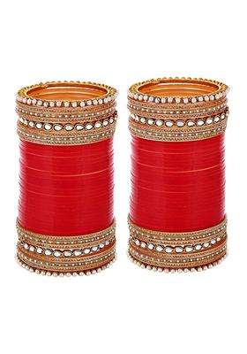 Lucky Jewellery Bridal Bangle Set Dhanteras Diwali Bhai Dooj Collection Red Designer Chura Wedding Punjabi