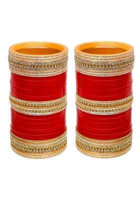 Lucky Jewellery Bridal Bangle Set Dhanteras Diwali Bhai Dooj Collection Red Designer Chura Wedding Punjabi