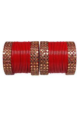 TAJ Bridal Store Red Rajasthani Kundan Lac Wedding Chura Set