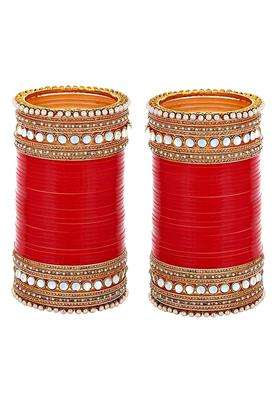 Lucky Jewellery Bridal Bangle Set Dhanteras Diwali Bhai Dooj Collection Designer Red Color Choora Wedding