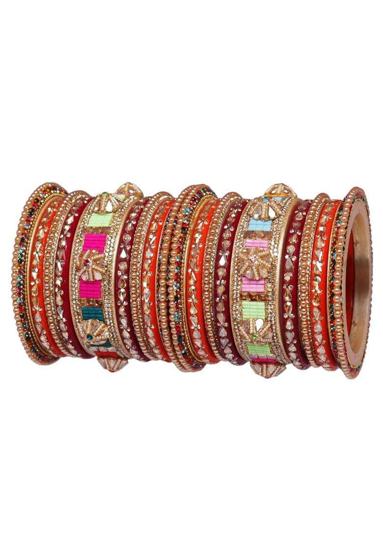 TAJ Bridal Store Rajasthani Lac Bangles for Wedding Kundan Designer Set Bridal Jaipur Lakh Chura Set - Indya