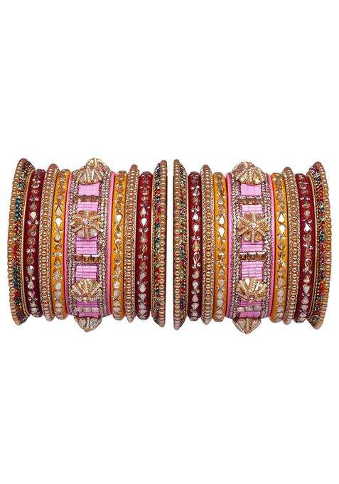 TAJ Bridal Store Rajasthani Lac Bangles for Wedding Kundan Designer Set Bridal Jaipur Lakh Chura Set