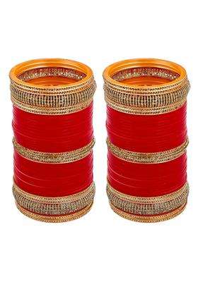 Lucky Jewellery Bridal Bangle Set Designer Red Color Punjabi Choora Wedding Chura Chuda for Womens