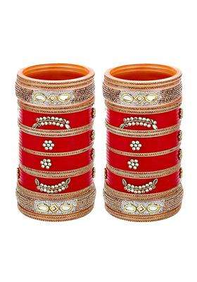 Lucky Jewellery Bridal Bangle Set Dhanteras Diwali Bhai Dooj Collection Red Designer Chura Wedding Punjabi