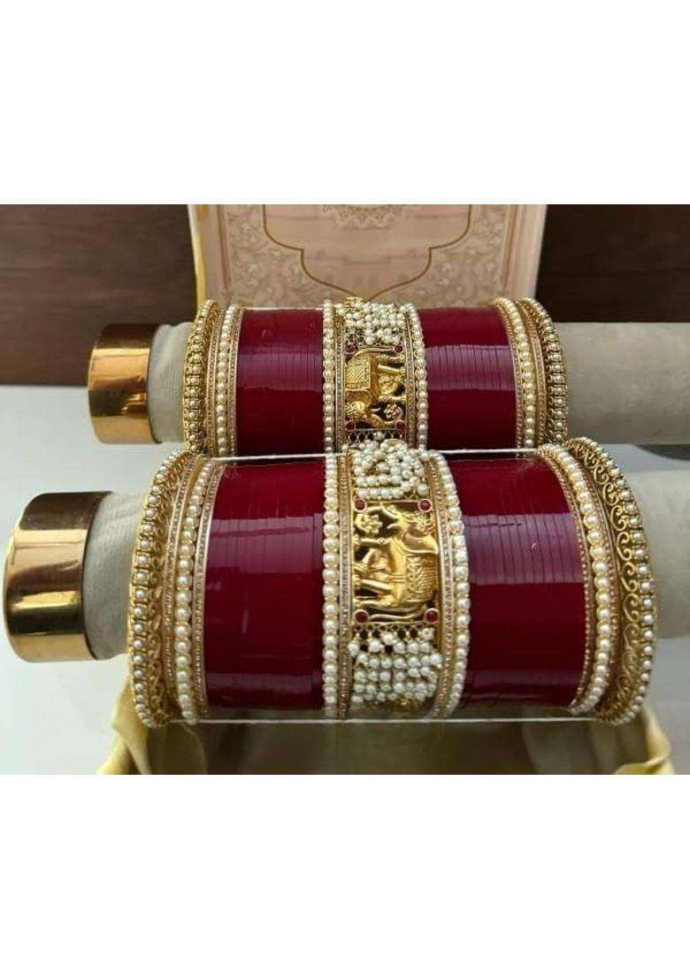 Punjabi Suhag Nd Bridal Purse Punjabi Elephant Design Wedding Chuda - Indya