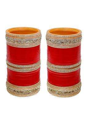 Lucky Jewellery Bridal Bangle Set Dhanteras Diwali Bhai Dooj Collection Red Designer Chura Dulhan Wedding