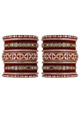 TAJ Bridal Store Maroon Rajasthani Wedding Chura Set for Bride