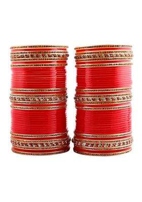 Lucky Jewellery Bridal Bangle Set Dhanteras Diwali Bhai Dooj Collection Red Designer Chura Bridal Punjabi
