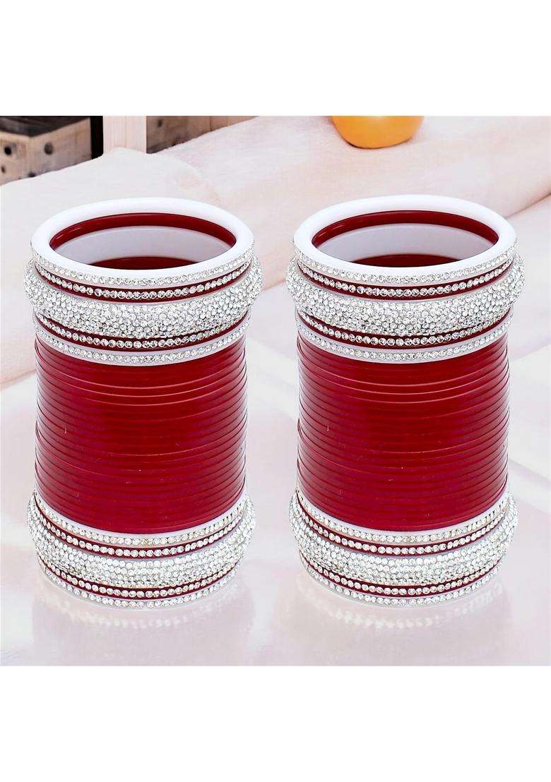 Lucky Jewellery Bridal Bangle Set Dhanteras Diwali Bhai Dooj Collection Wedding Punjabi Chuda Designer Chura - Indya