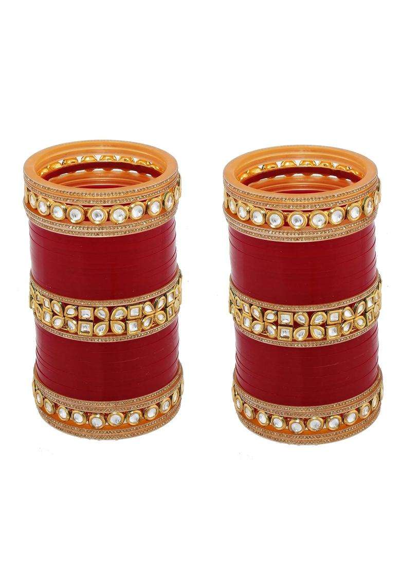 Jewel21 Bridal Bangle Set Wedding Punjabi Chuda Designer Chura Maroon Color Choora Parent - Indya