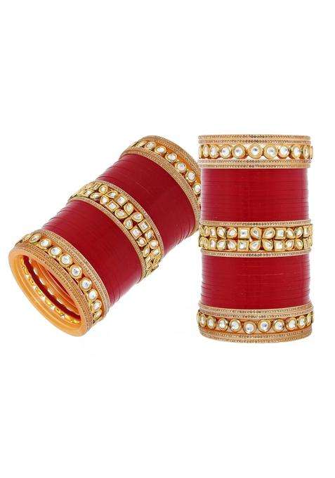 Jewel21 Bridal Bangle Set Wedding Punjabi Chuda Designer Chura Maroon Color Choora Parent