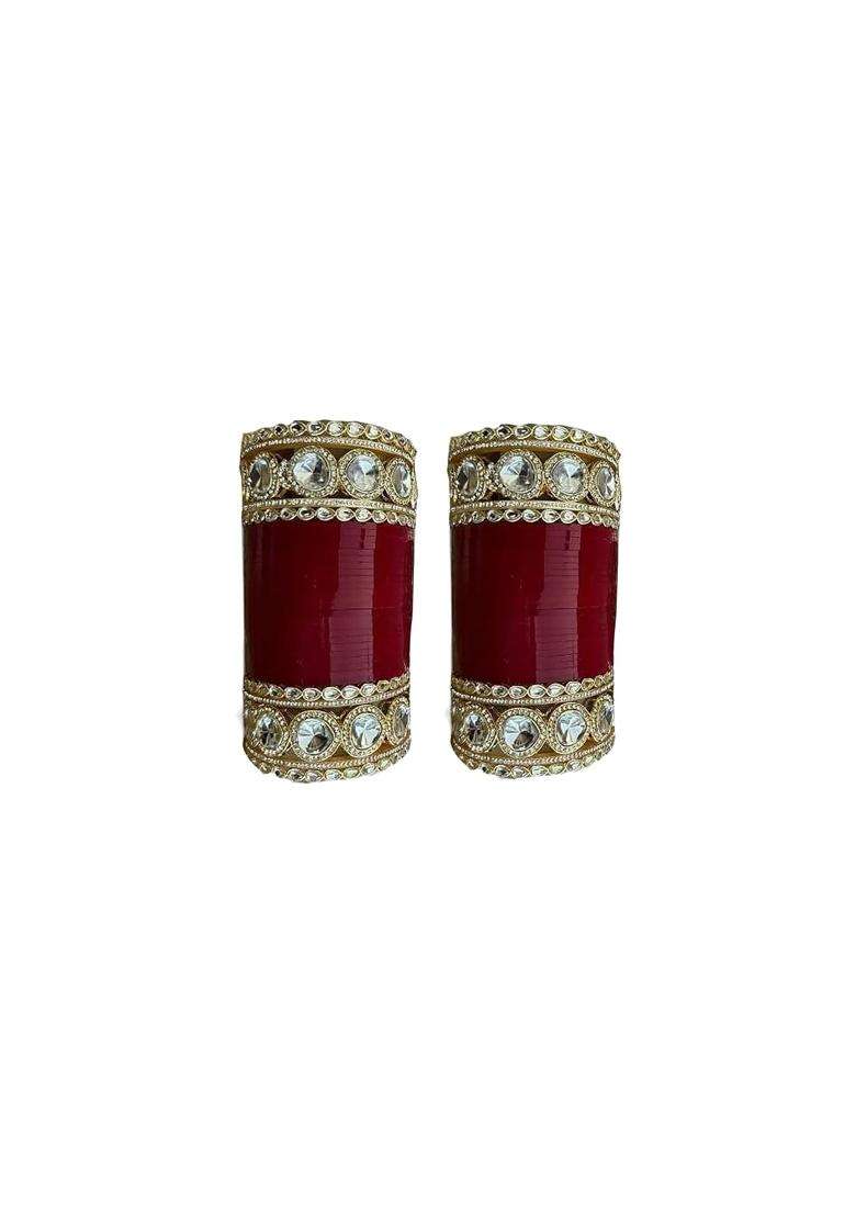 Punjabi Suhag Nd Bridal Punjabi Wedding Chuda White Stone and White Kundan Chuda - Indya