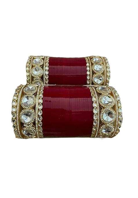 Punjabi Suhag Nd Bridal Punjabi Wedding Chuda White Stone and White Kundan Chuda