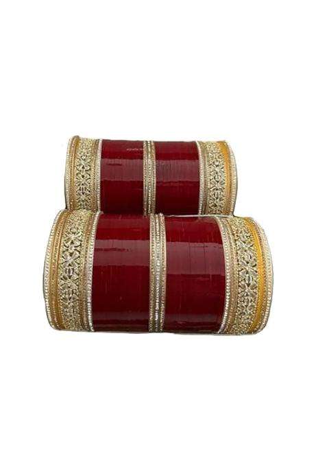Punjabi Suhag Nd Bridal Purse Punjabi Wedding Chuda White Stone and White Kundan Chuda