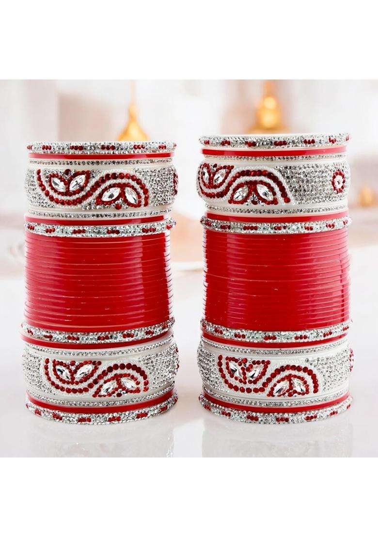 Lucky Jewellery Bridal Bangle Set Dhanteras Diwali Bhai Dooj Collection Wedding Punjabi Chuda Designer Chura - Indya