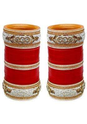 Lucky Jewellery Bridal Bangle Set Dhanteras Diwali Bhai Dooj Collection Red Designer Chura Dulhan Wedding