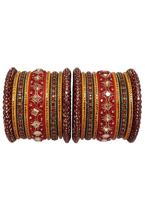 TAJ Bridal Store Rajasthani Traditional Wedding Chura Set with Latest Kundan Design