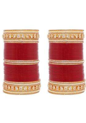 Jewel21 Bridal Bangle Set Wedding Punjabi Chuda Designer Chura Maroon Color Choora Parent