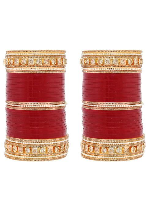 Jewel21 Bridal Bangle Set Wedding Punjabi Chuda Designer Chura Maroon Color Choora Parent