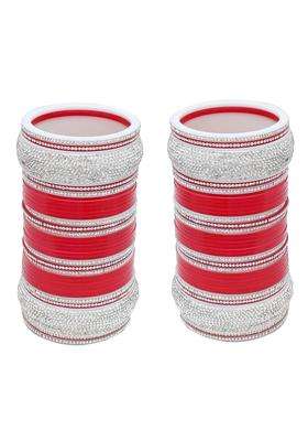 Lucky Jewellery Bridal Bangle Set Dhanteras Diwali Bhai Dooj Collection Red Designer White Stone Chuda Fashion