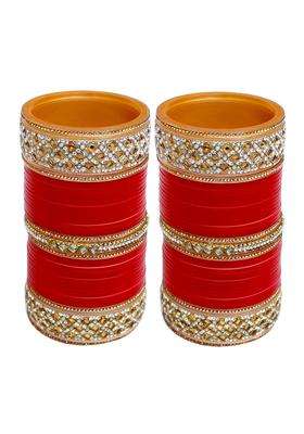 Lucky Jewellery Bridal Bangle Set Dhanteras Diwali Bhai Dooj Collection Red Designer Chura Dulhan Wedding