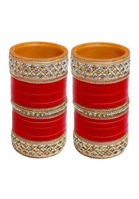 Lucky Jewellery Bridal Bangle Set Dhanteras Diwali Bhai Dooj Collection Red Designer Chura Dulhan Wedding