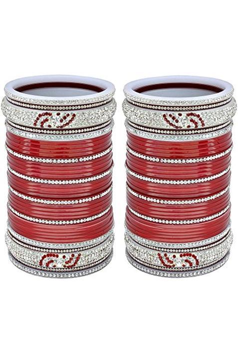 Lucky Jewellery Bridal Bangle Set Dhanteras Diwali Bhai Dooj Collection Designer Maroon Color Chura Dulhan
