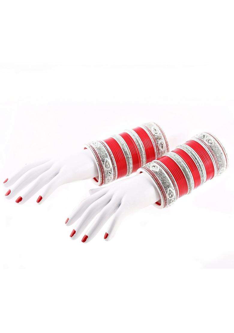 Lucky Jewellery Bridal Bangle Set Dhanteras Diwali Bhai Dooj Collection Designer Red Color Dulhan Punjabi - Indya