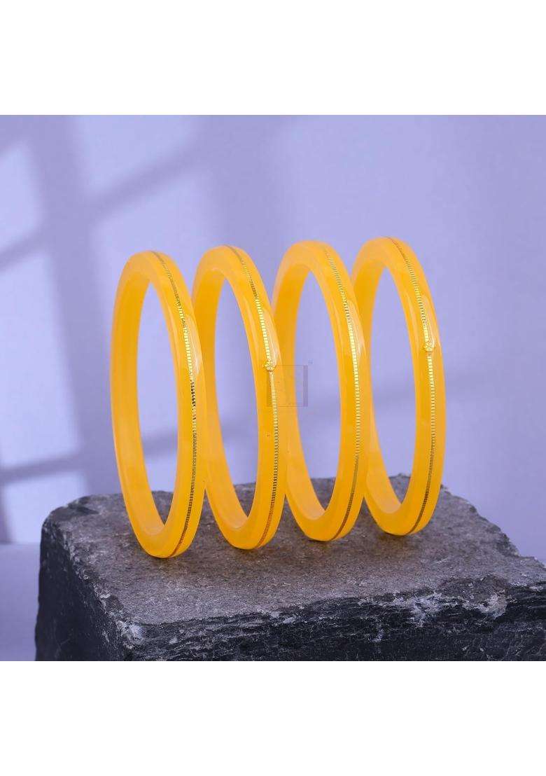 Bapasitaram Jewels 22K Gold Traditional Bangle Set for Women Translucent Orange and Red Chura Kada Bangles - Indya