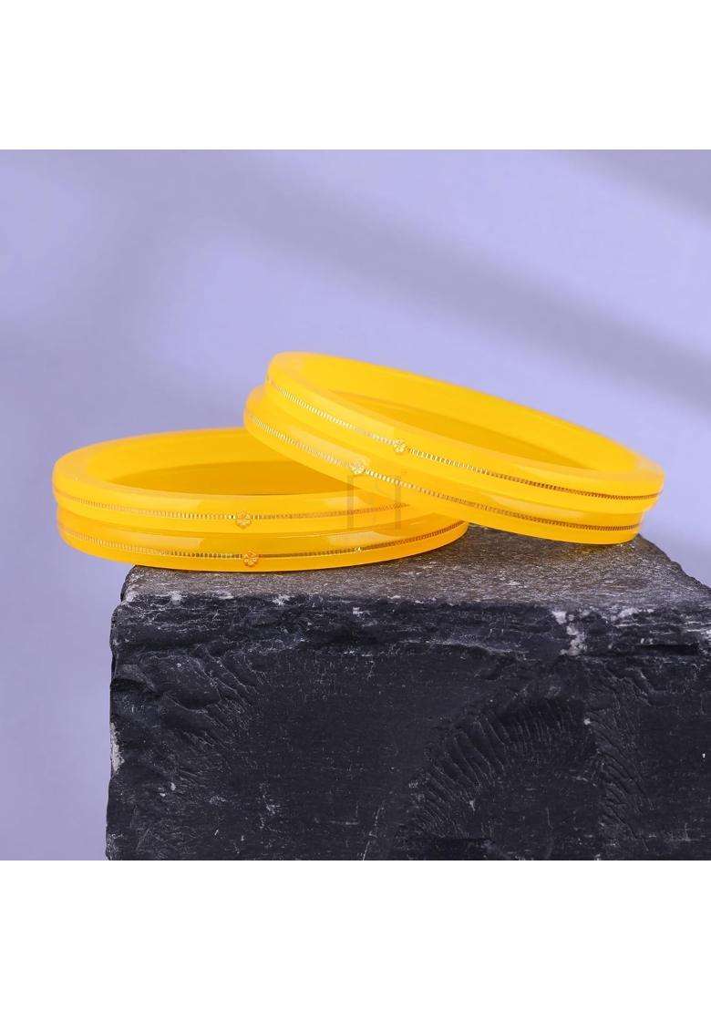 Bapasitaram Jewels 22K Gold Traditional Bangle Set for Women Translucent Orange and Red Chura Kada Bangles - Indya
