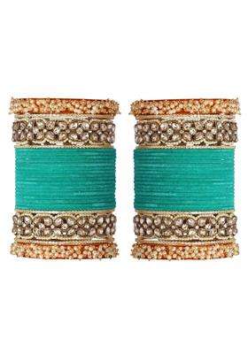 Premium Bridal Metal Bangles Kundan Stone and Pearl Embellished