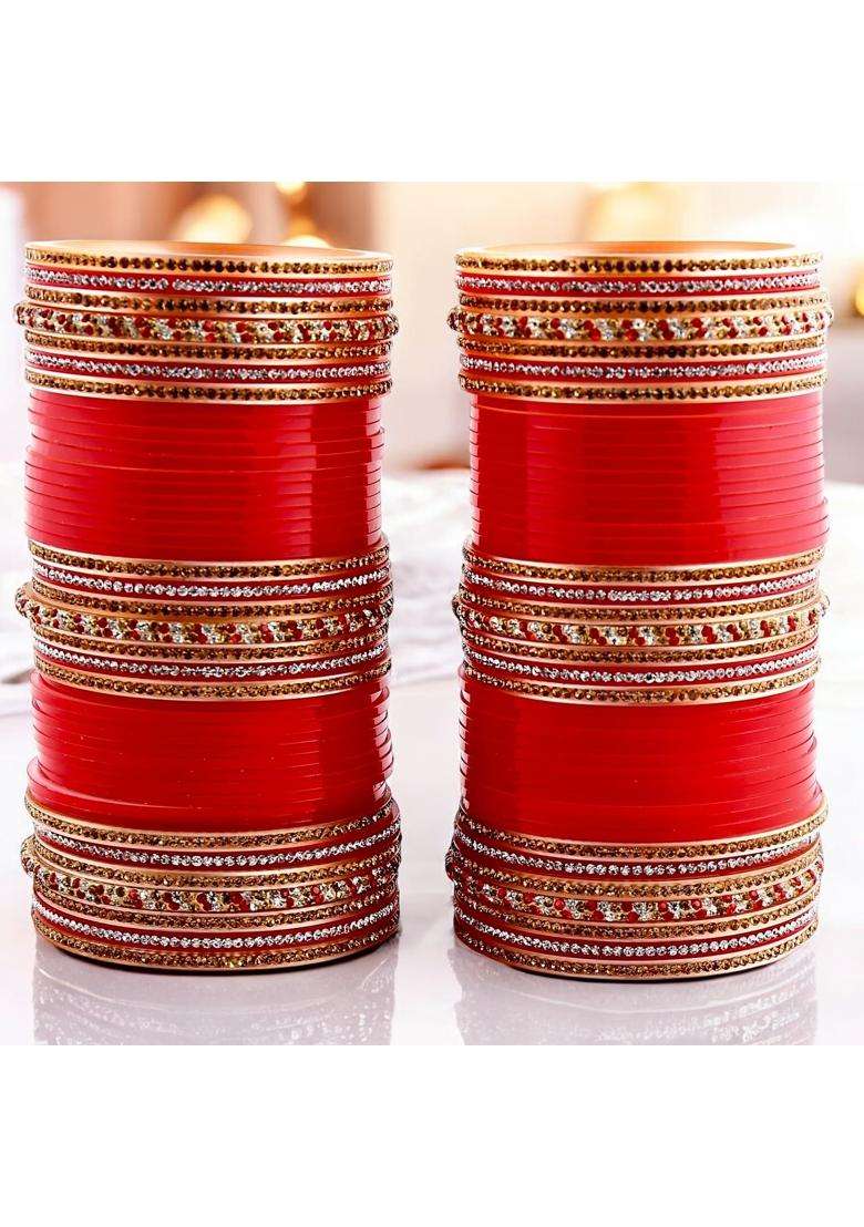 Lucky Jewellery Bridal Bangle Set Dhanteras Diwali Bhai Dooj Collection Designer Dulhan Punjabi Choora Wedding - Indya