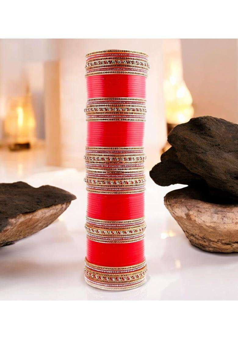 Lucky Jewellery Bridal Bangle Set Dhanteras Diwali Bhai Dooj Collection Designer Dulhan Punjabi Choora Wedding - Indya