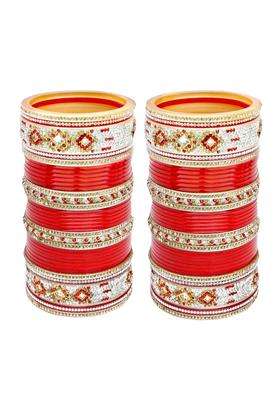 Lucky Jewellery Bridal Bangle Set Dhanteras Diwali Bhai Dooj Collection Designer Red Color Chuda Dulhan