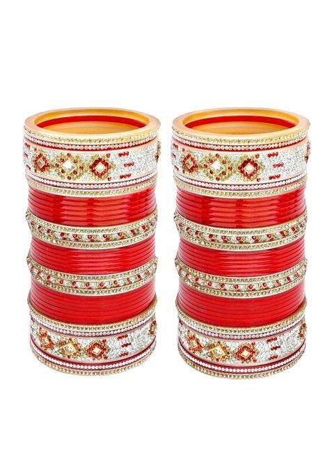 Lucky Jewellery Bridal Bangle Set Dhanteras Diwali Bhai Dooj Collection Designer Red Color Chuda Dulhan
