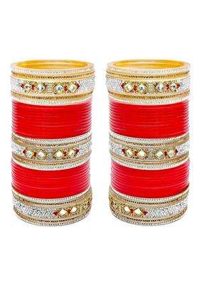 Lucky Jewellery Bridal Bangle Set Dhanteras Diwali Bhai Dooj Collection Designer Red Color Dulhan Punjabi