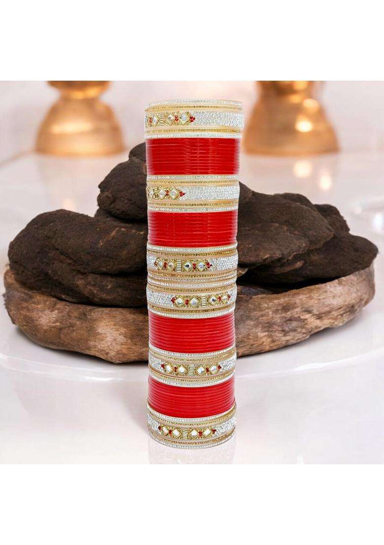 Lucky Jewellery Bridal Bangle Set Dhanteras Diwali Bhai Dooj Collection Designer Red Color Dulhan Punjabi - Indya